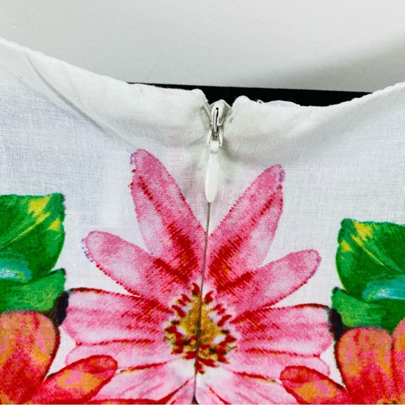 Robbie Bee Sundress Dress Women 10 Ivory Yellow Floral New Sleeveless Belted - Picture 8 of 10